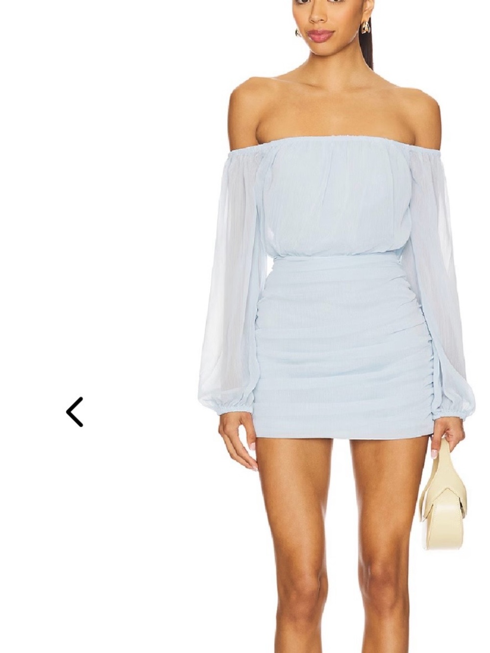 REVOLVE Pale Blue Off-Shoulder Mini Dress